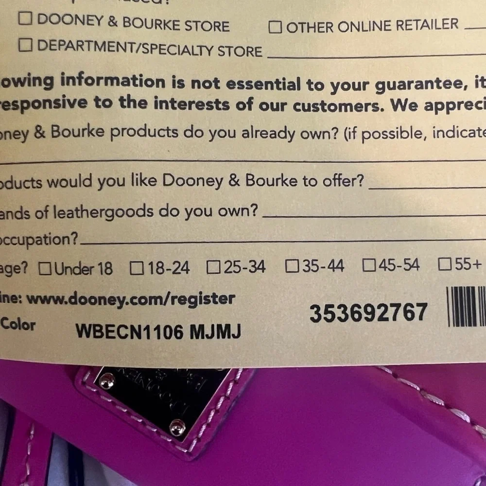 Dooney Magenta Fuchsia Pink Beacon Janine Satchel Bag and Wallet Set